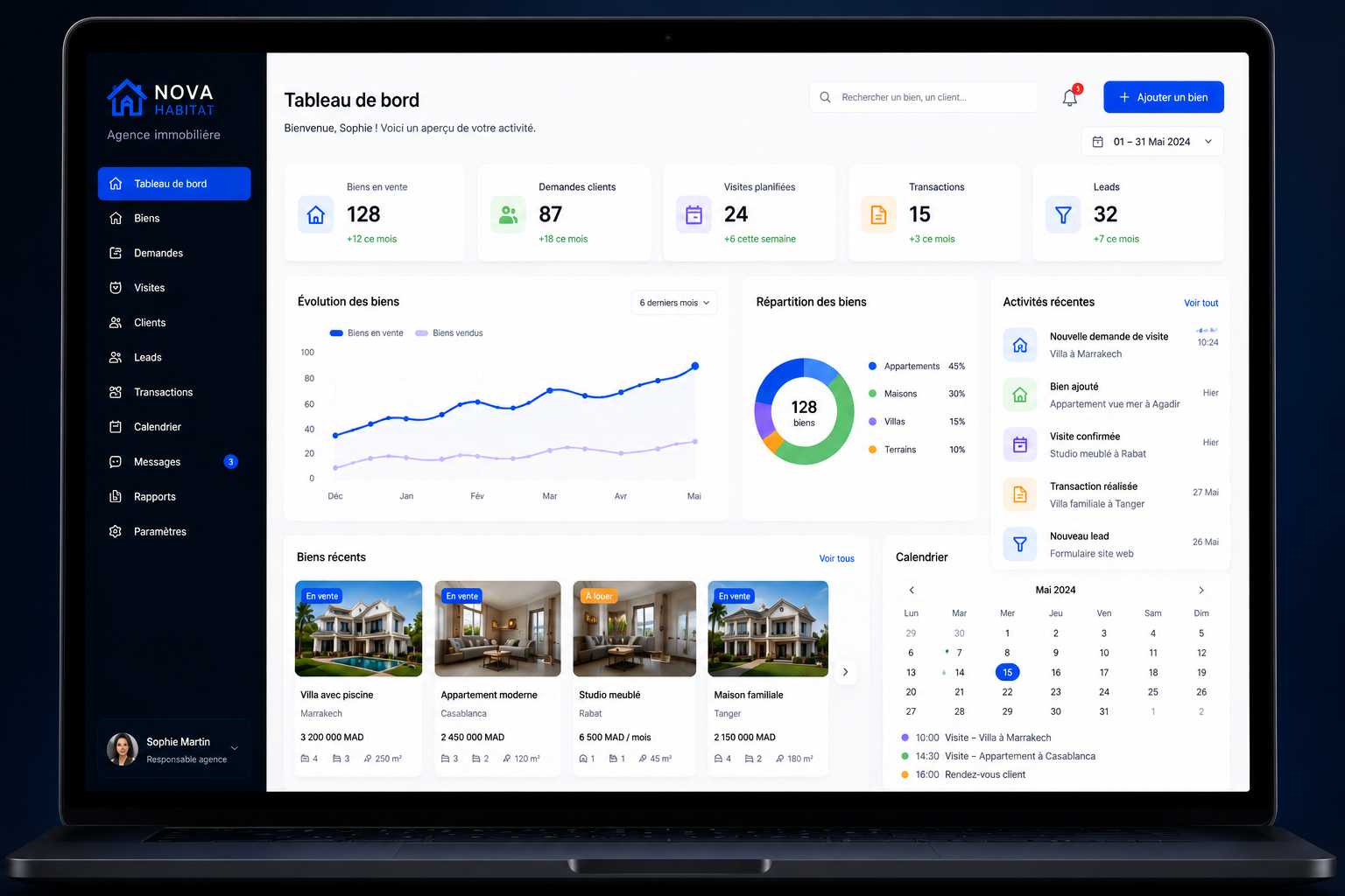 Dashboard pour agence immobiliere - apercu 3