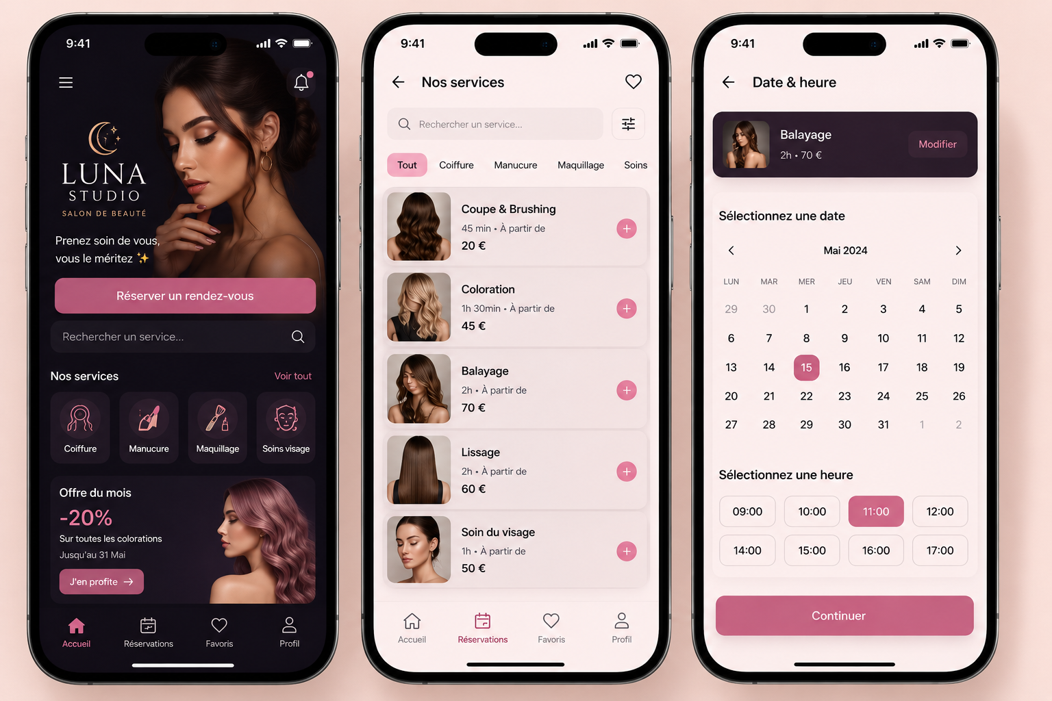 App mobile pour salon de beaute - apercu 3