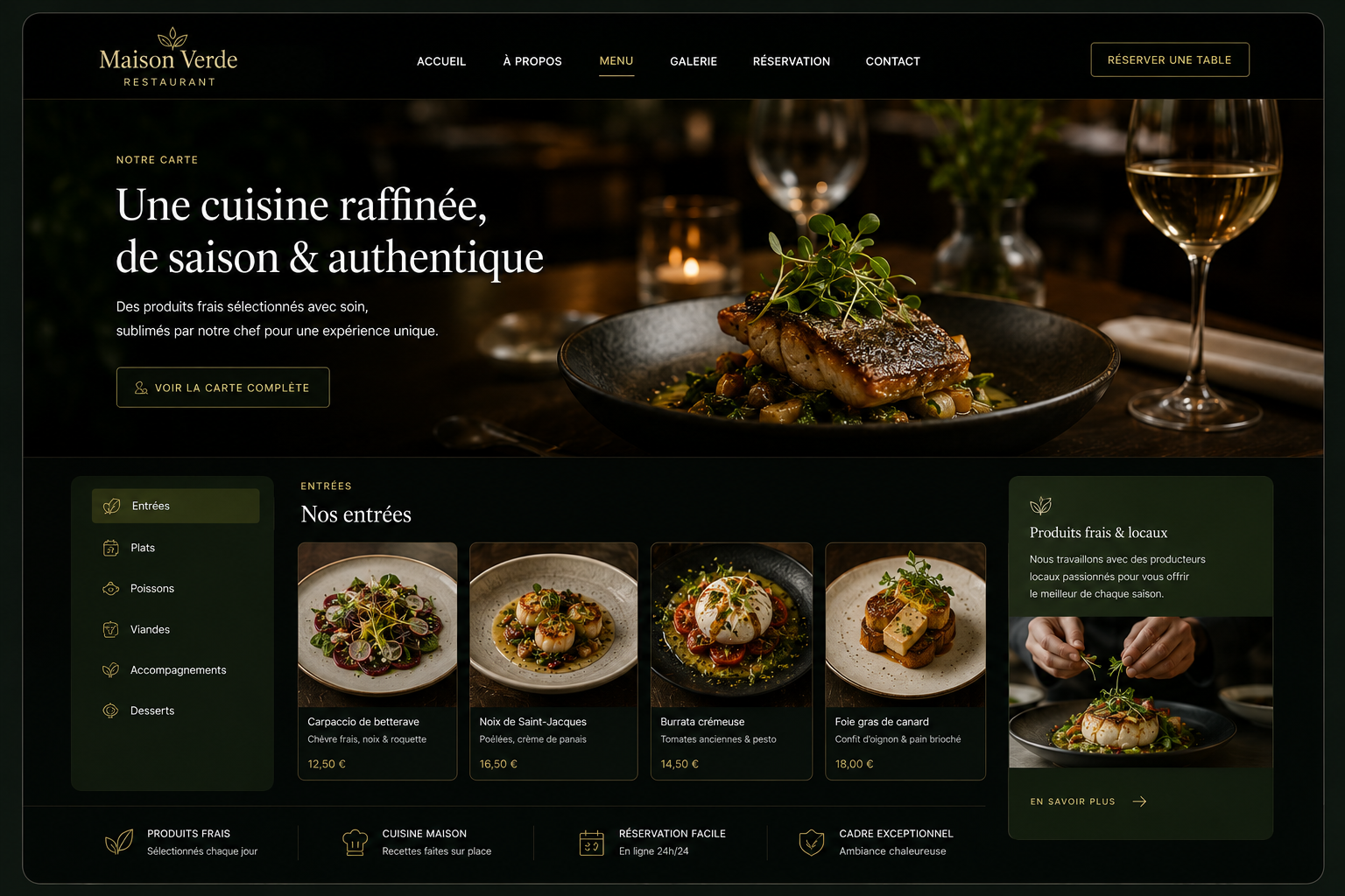Integration HTML/CSS/JS pour restaurant - apercu 2